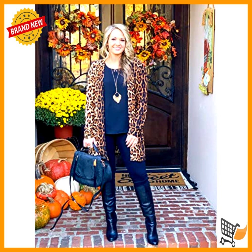 Lightweight Cardigan Leopard Print Button Down Po… - image 2